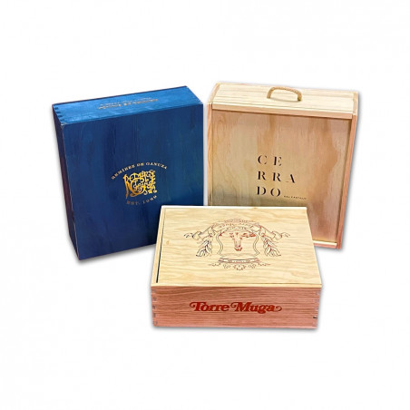 Wooden boxes for 3 bottles of wine